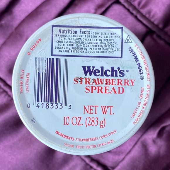 VTG SEALED Welch's LOONEY TUNES  #5 TAZ Strawberry Jam Glass Jar 1994 Acme Soap - Picture 10 of 11